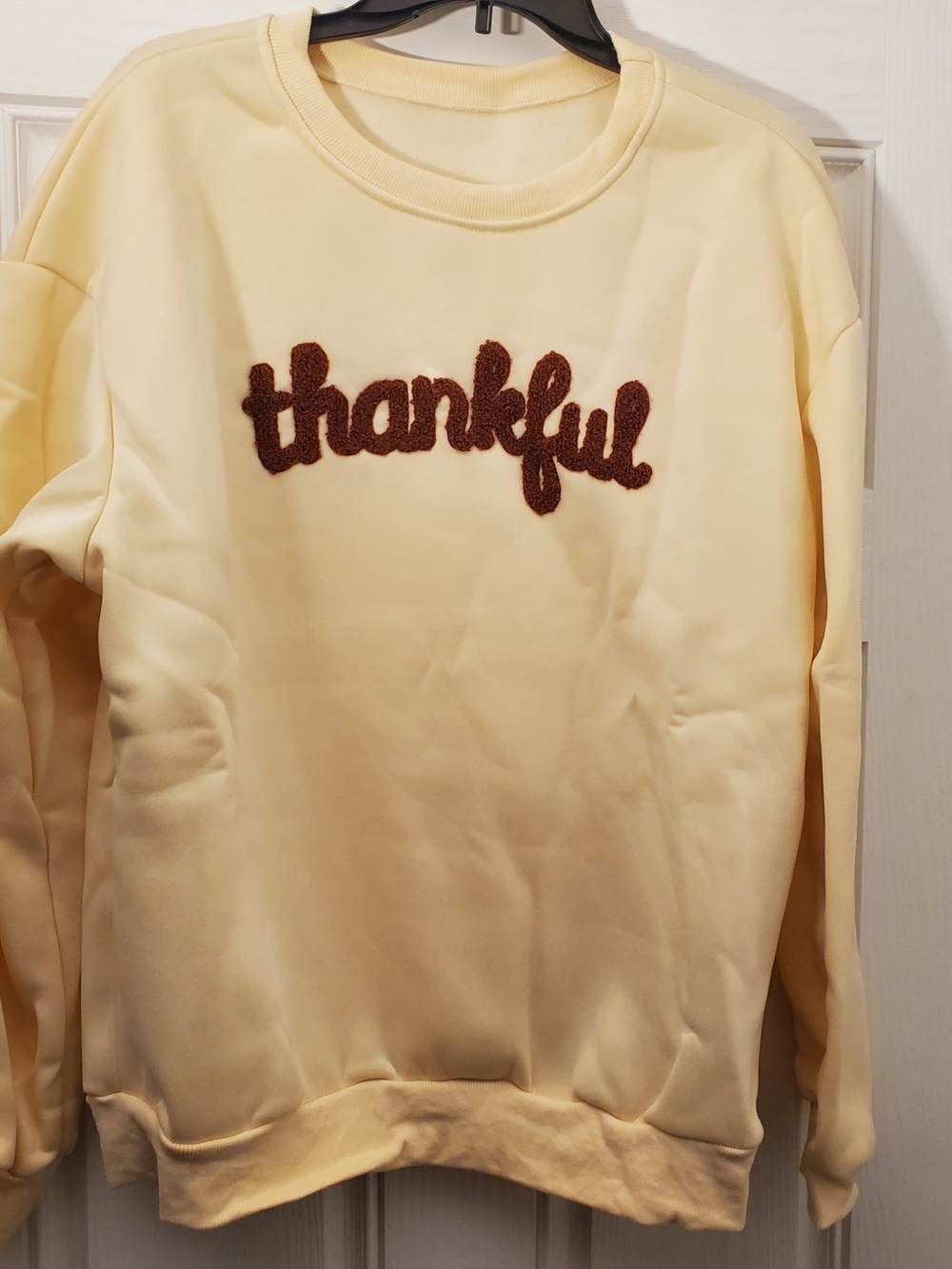 Thankful Embroidered Crewneck Sweater - Cream